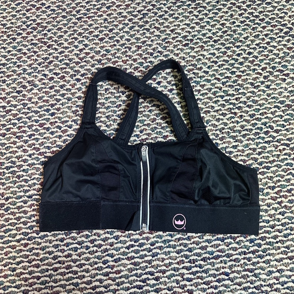 SHEFIT Ultimate Sports Bra Sz M Black Front Zip High Support Wireless Athletic